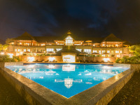 Pool area at night