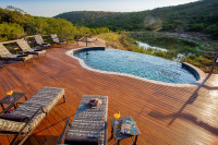 The rim-flow swimming pool that overlooks the waterhole. 