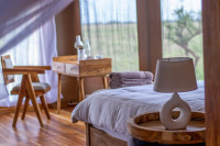 Each room includes locally inspired decor.