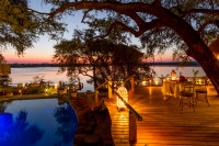 Tongabezi dining spaces and the river-view pool
