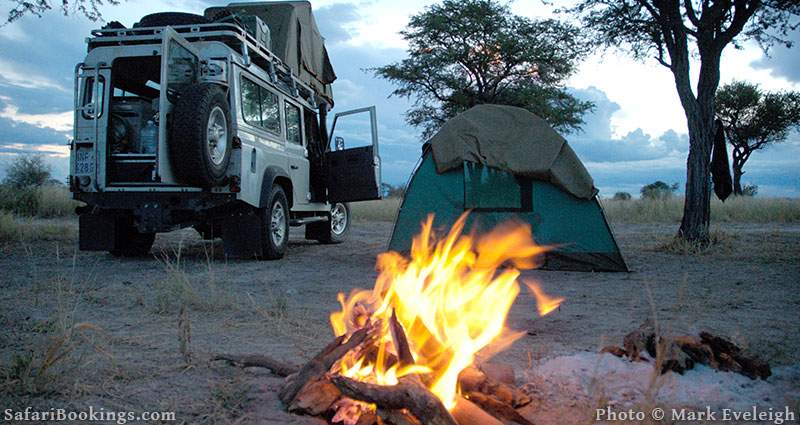 Campfire at a bushcamp in Khutse Game Reserve, Botswana