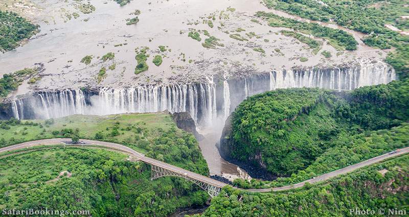 Areal view of the Victoria Falls, Zimbabwe
