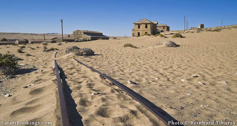 Old rail track in Kolmanskop, Namibia