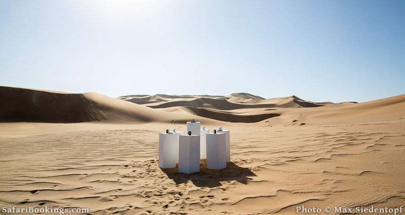 Sound installation playing Toto's Africa for eternity in the Namib desert