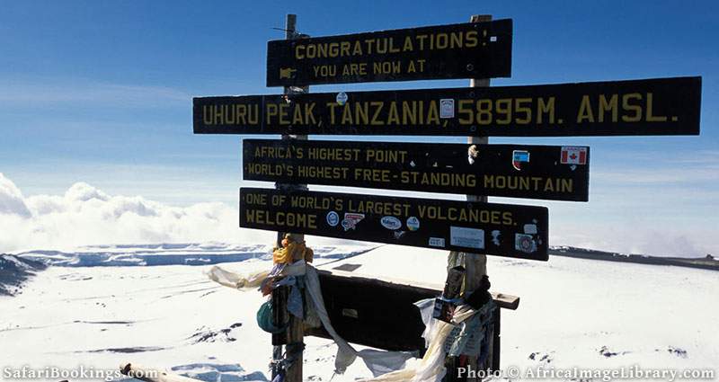 Uhuru peak (5895m), the summit of Mount Kilimanjaro