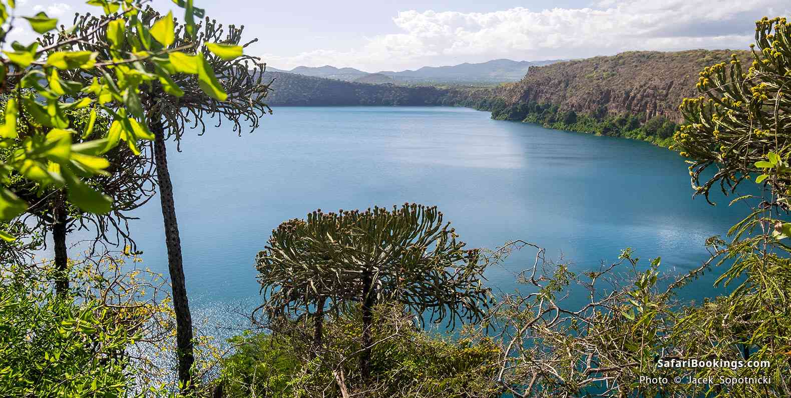 Lake Chala, crater lake on the border of Kenya and Tanzania