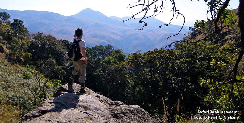 Tourist enjoying the mountainous scenery