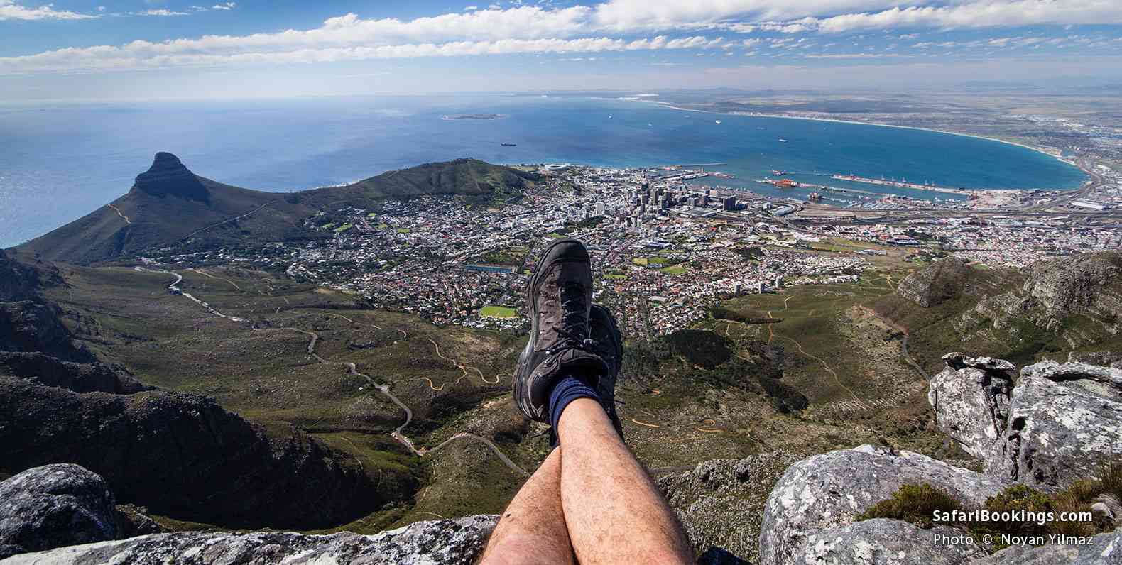Hiker's view of Cape Town from Table Mountain