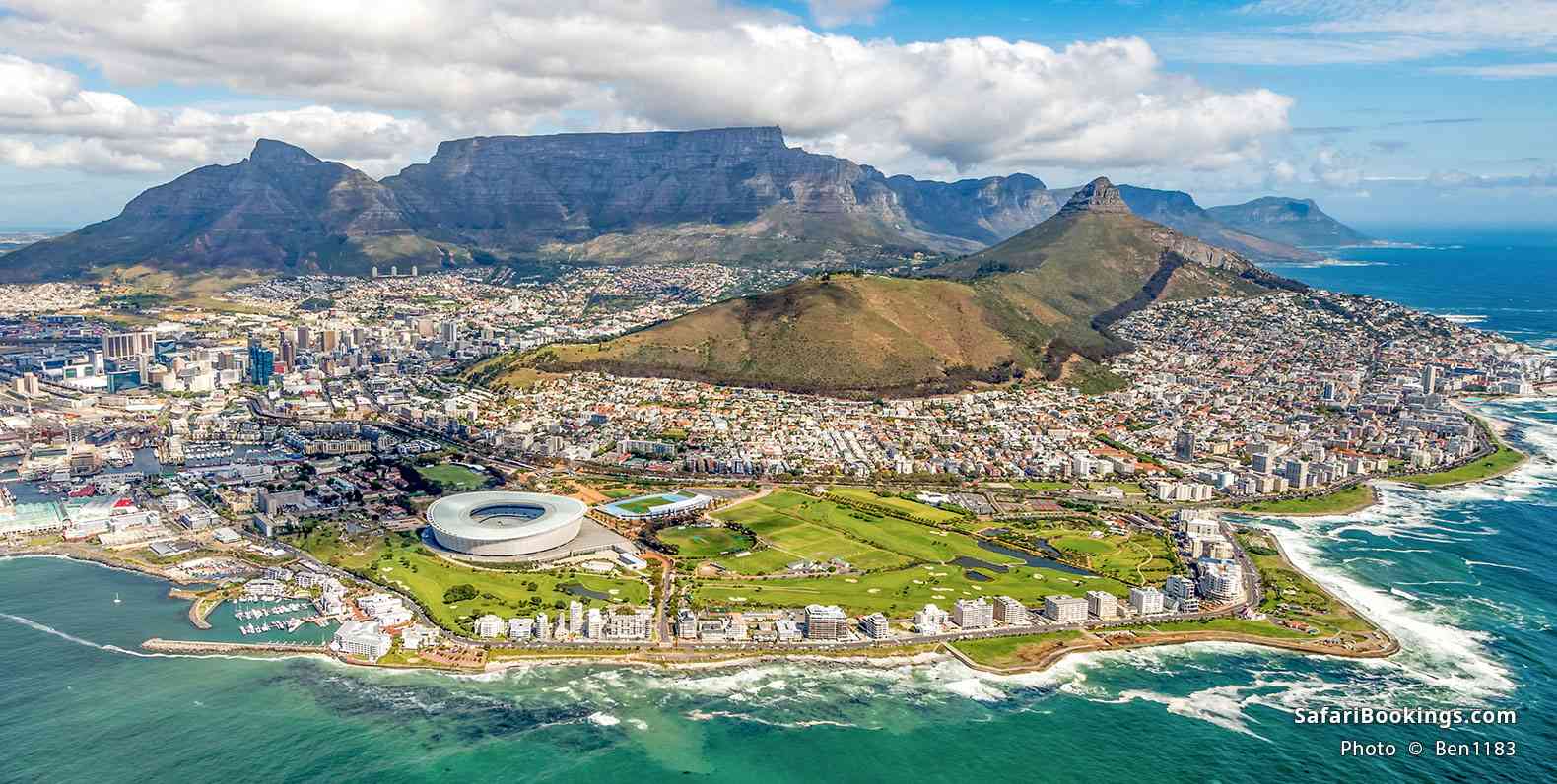 Aerial view of Cape Town and Table Mountain