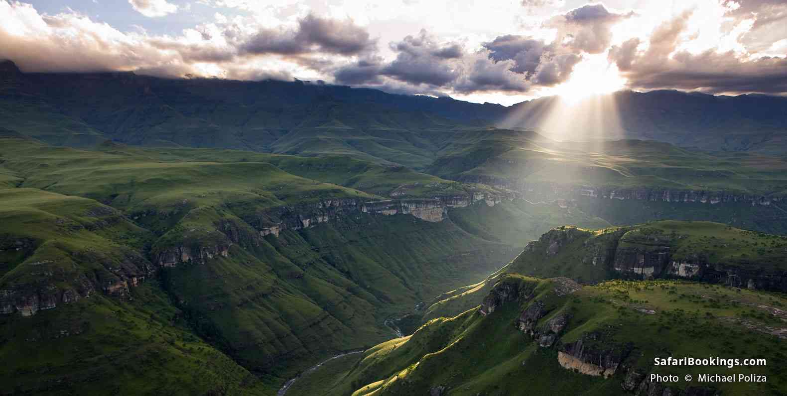 Sunlight over the Drakensberg Mountains, South Africa