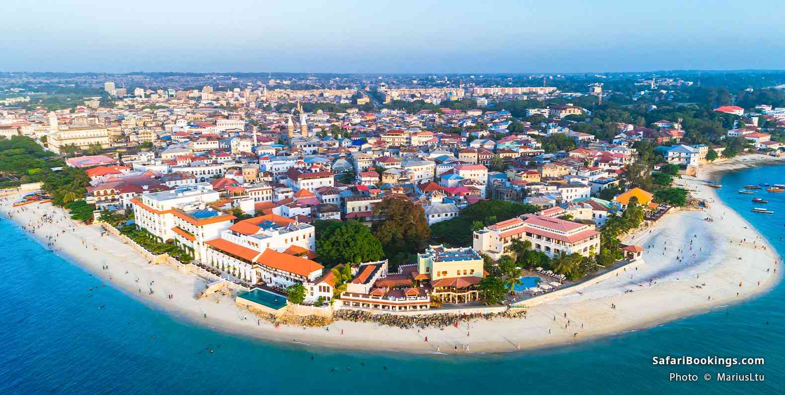 Aerial view over Stone Town on Zanzibar Island