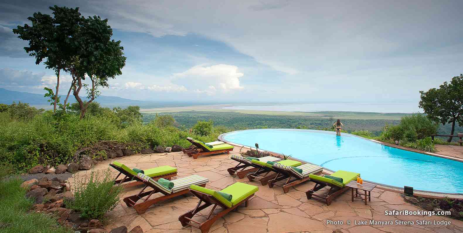 A large luxury lodge offering great views over Lake Manyara from the Rift Valley escarpment