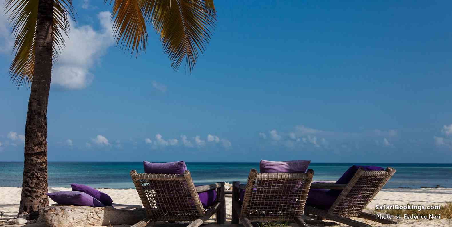 Loungers on the beach on Fanjove Private Island