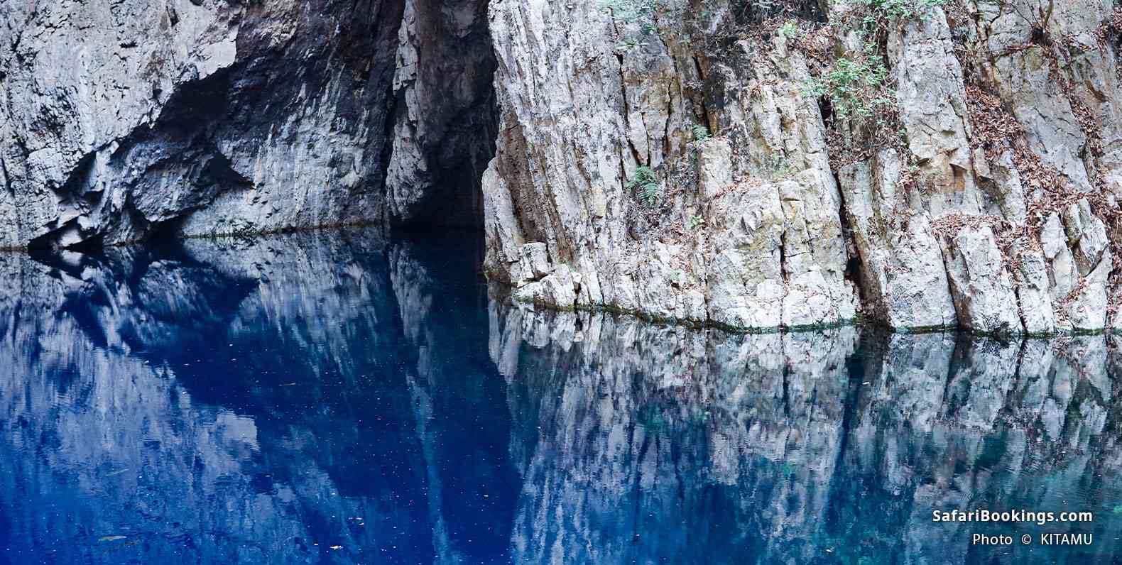 A crystal blue pond, Chinhoyi Caves