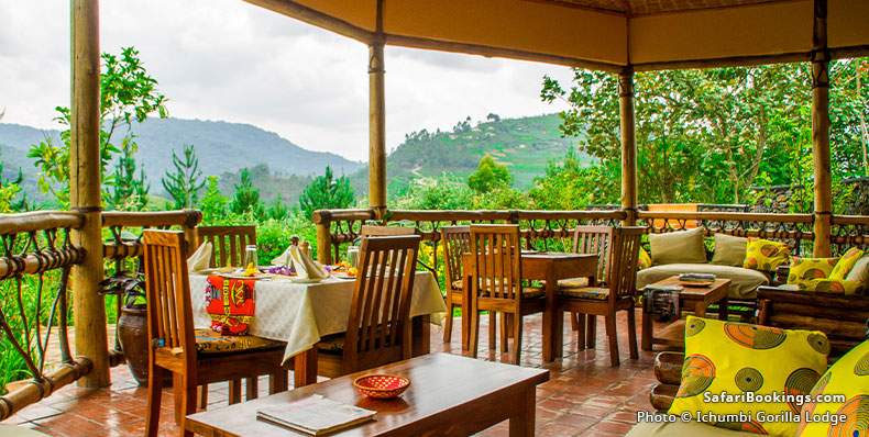 Terrace facing the mountains at Ichumbi Gorilla Lodge