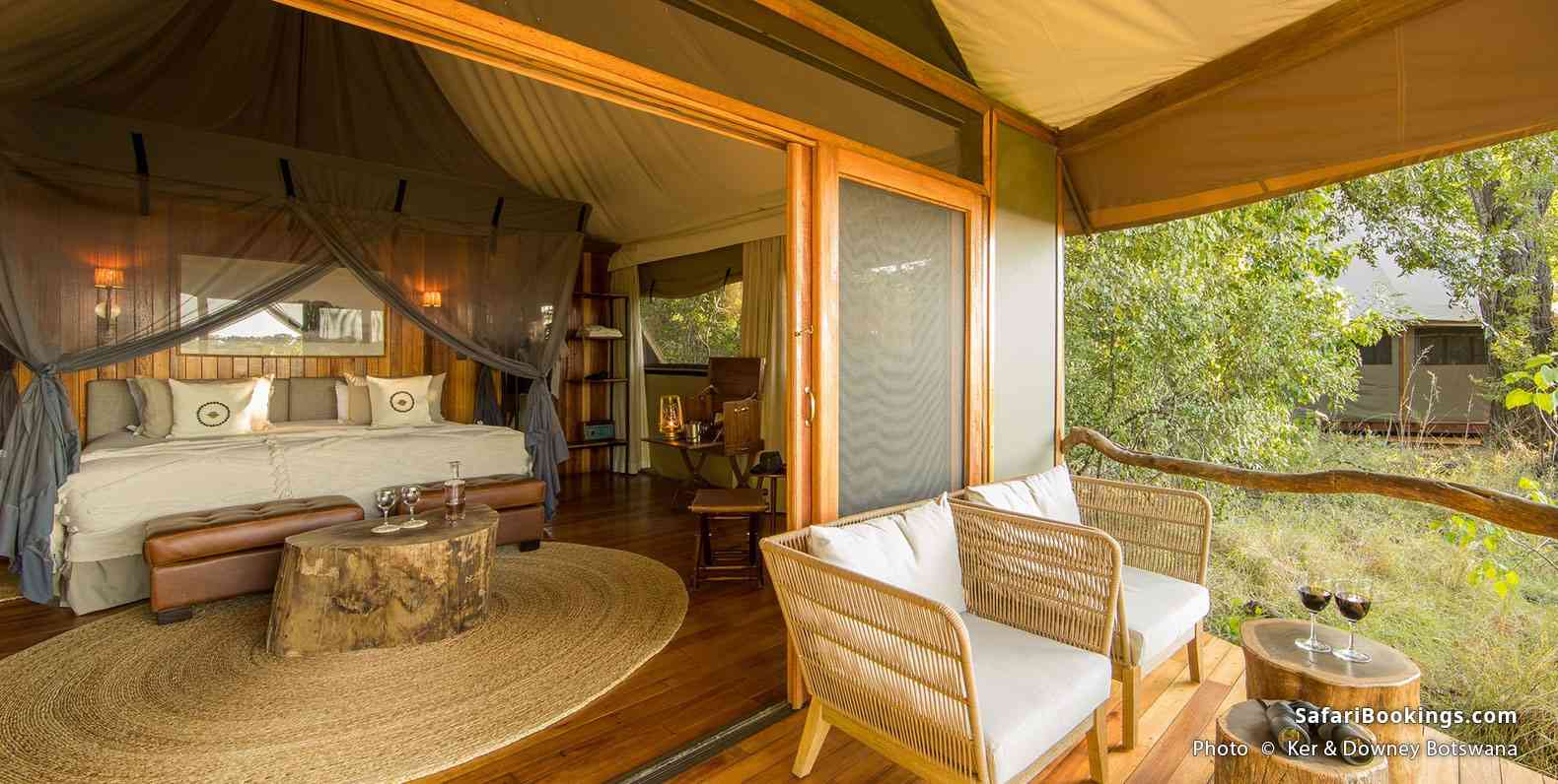 Kanana Camp room interior and terrace