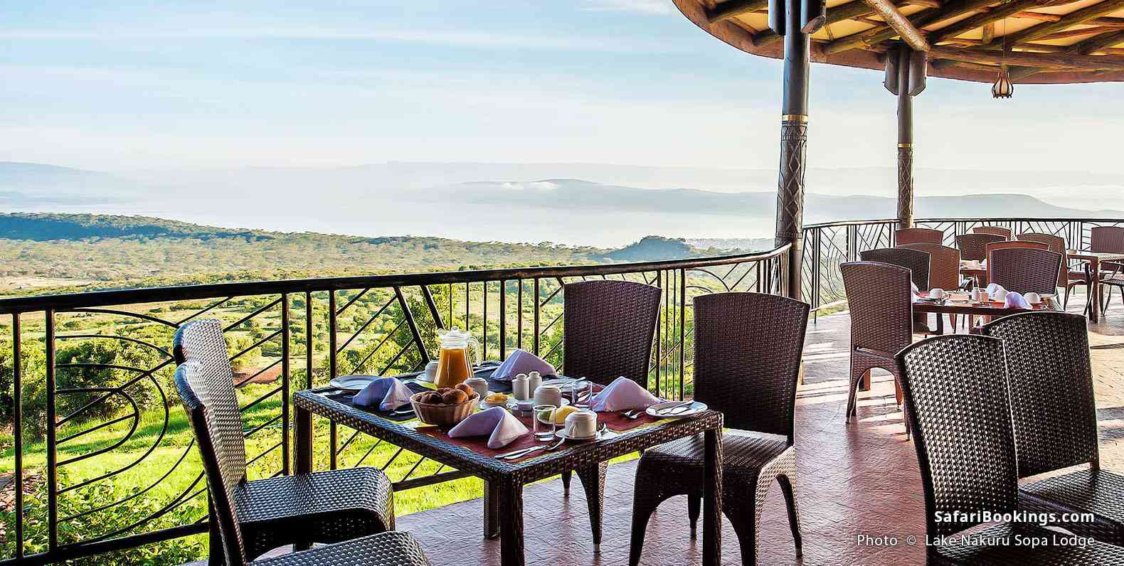 Foggy view from a terrace of the Lake Nakuru Sopa Lodge