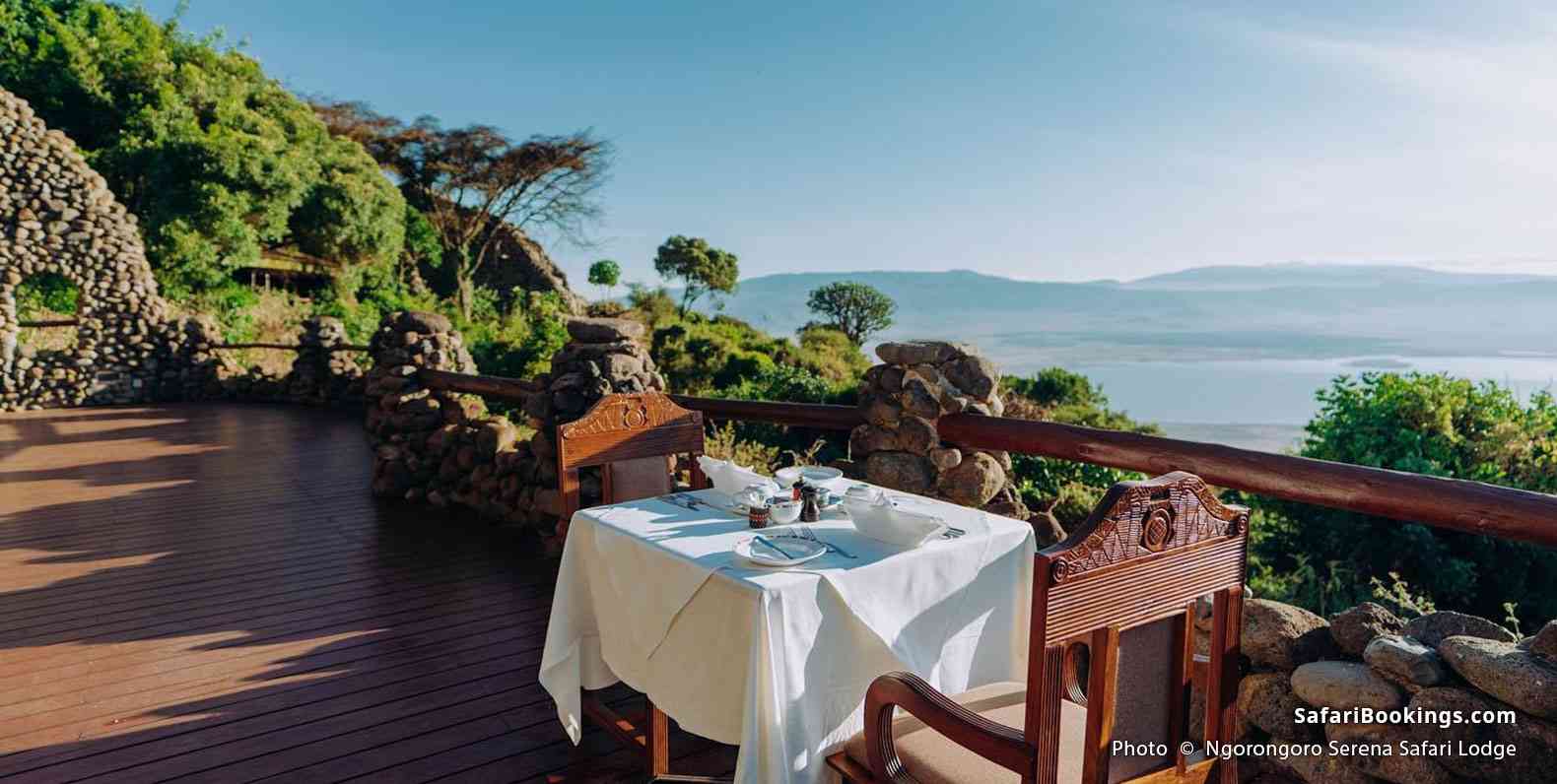View over the Ngorongoro Crater from the Ngorongoro Serena Safari Lodge terrace