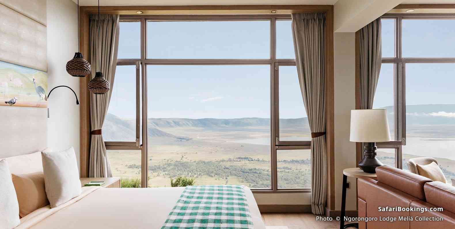 View over the Ngorongoro Crater from the Ngorongoro Lodge Meliá Collection suite