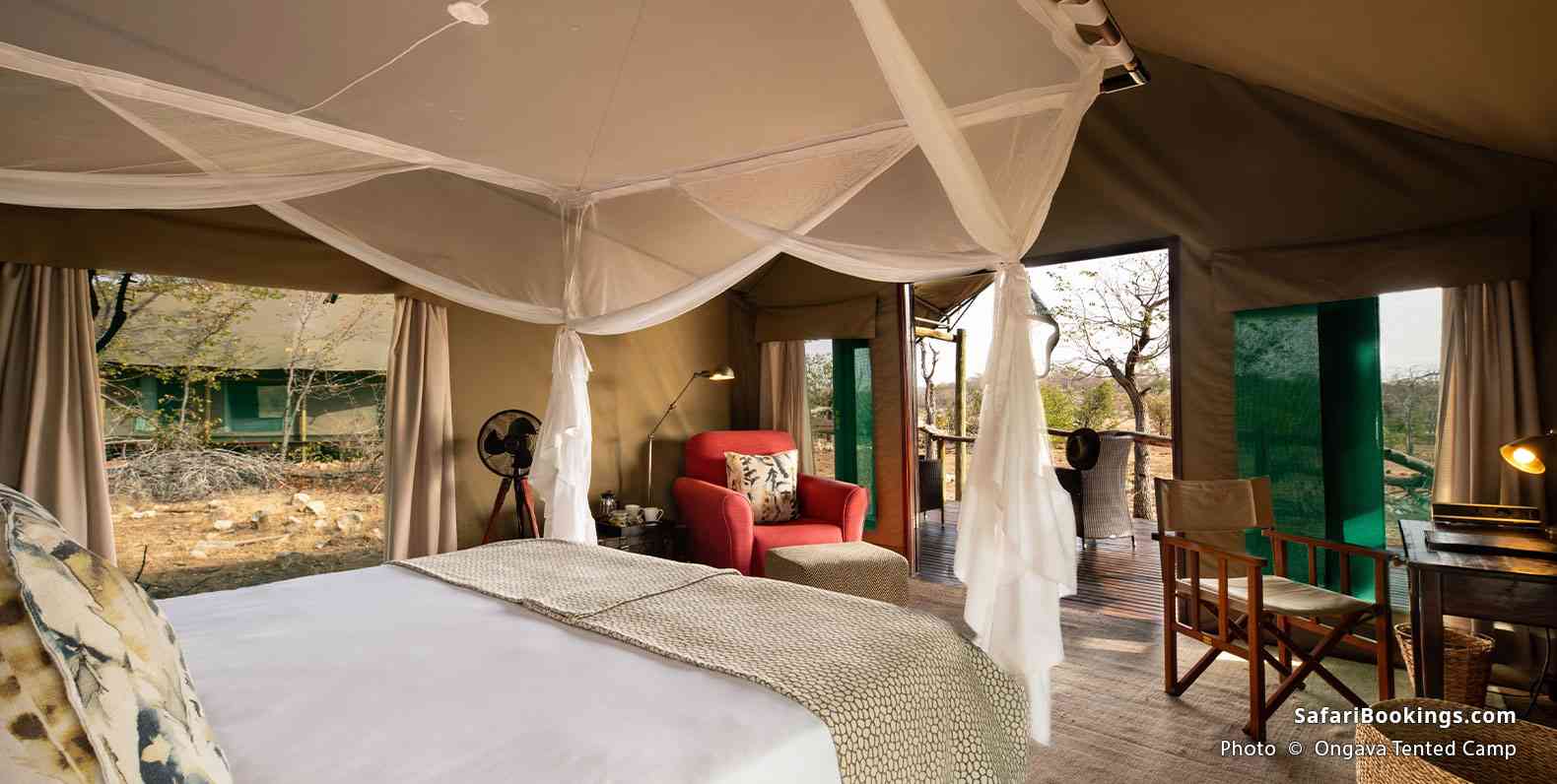 Tent interior at Ongava Tented Camp