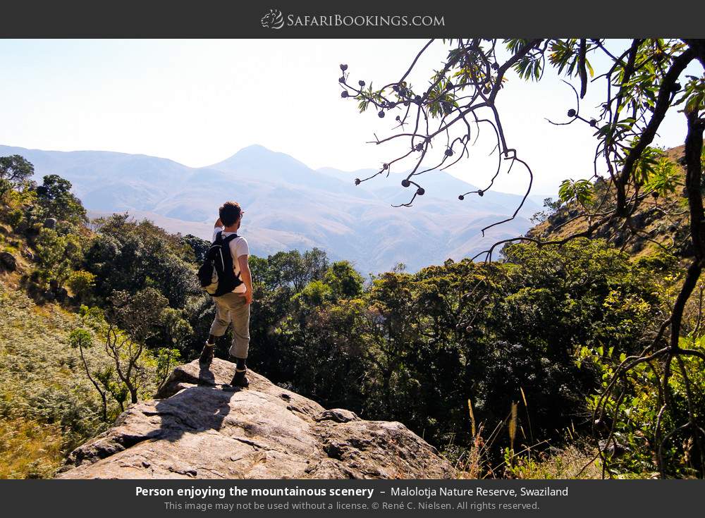Person enjoying the mountainous scenery in Malolotja Nature Reserve, Eswatini