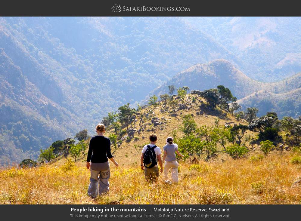 People hiking in the mountains in Malolotja Nature Reserve, Eswatini
