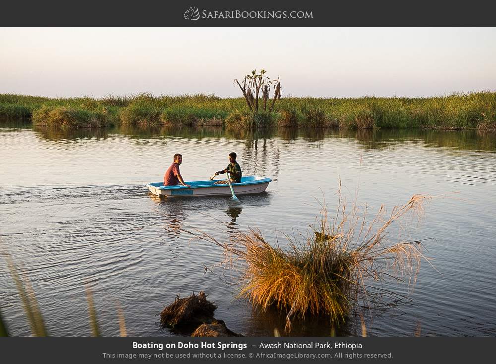 Boating on Doho Hot Springs in Awash National Park, Ethiopia