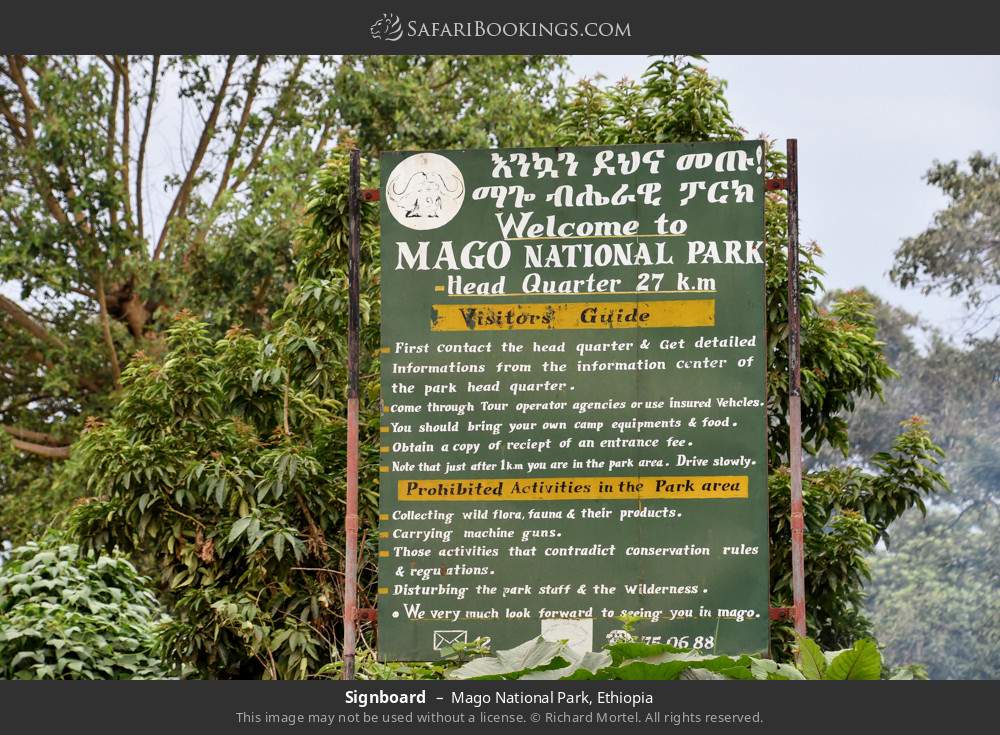 Signboard in Mago National Park, Ethiopia