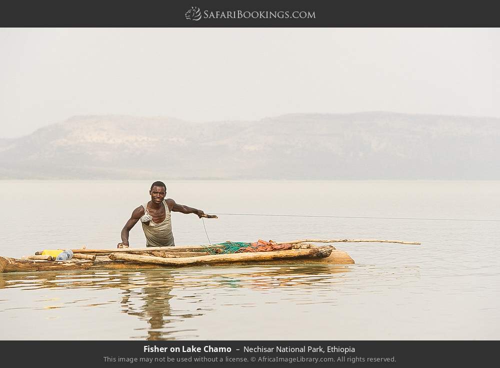 Fisher on Lake Chamo in Nechisar National Park, Ethiopia