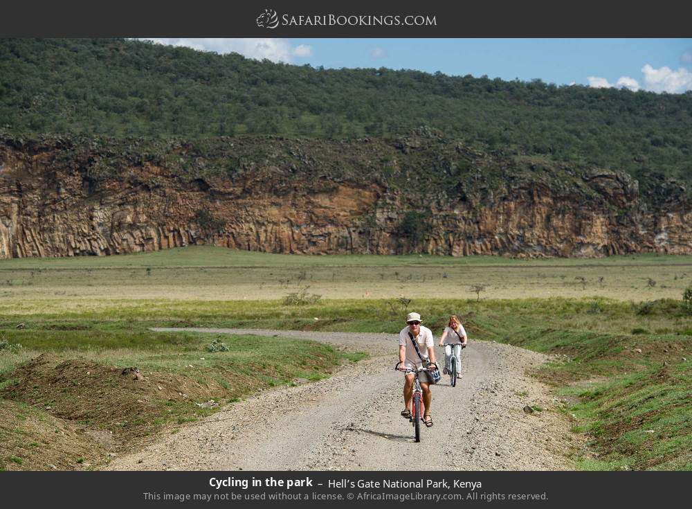 Cycling in the park in Hell’s Gate National Park, Kenya