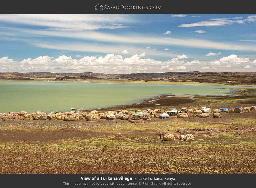 View of a Turkana village in Lake Turkana, Kenya