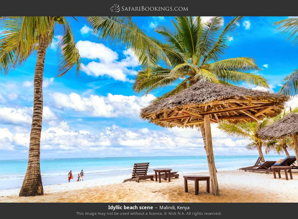 Idyllic beach scene in Malindi, Kenya