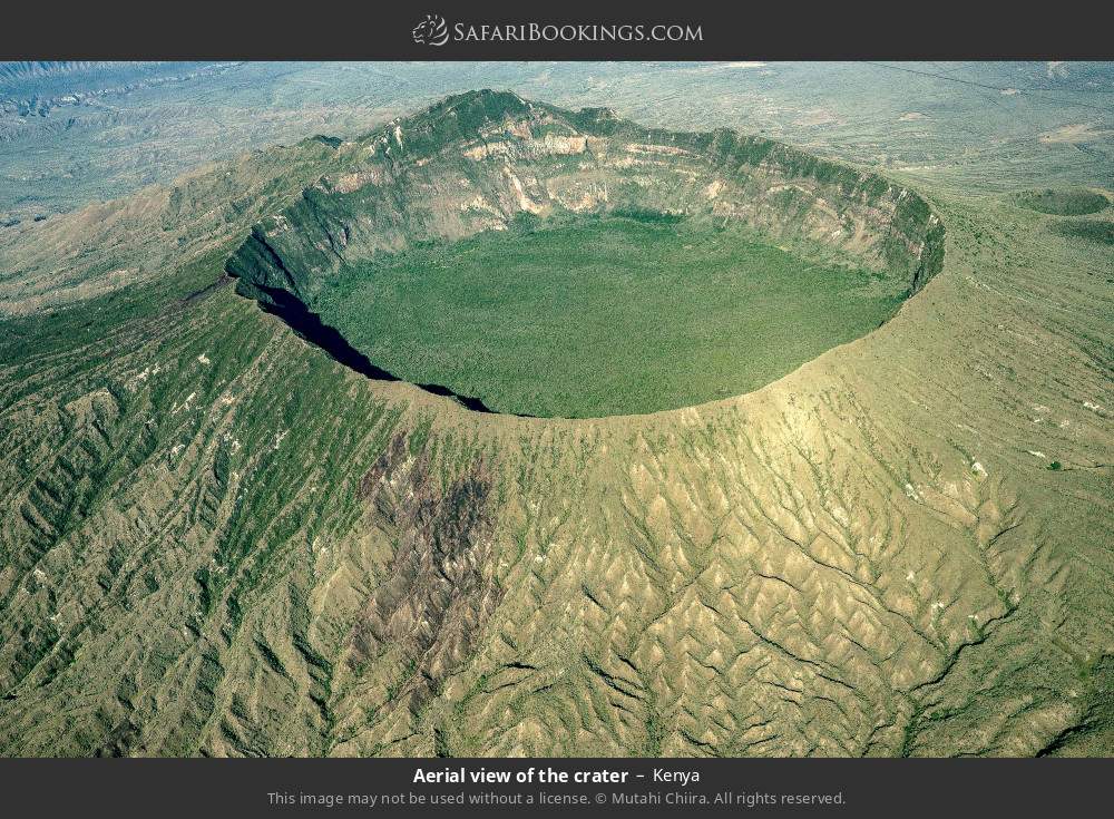 Aerial view of the crater in Mount Longonot, Kenya