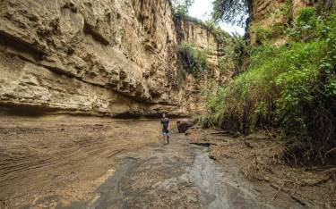 Hiking through Hell's Gate Gorge