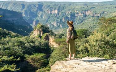 Person overlooking a gorge