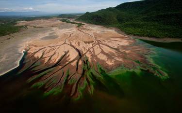 River delta as it drains into the lake
