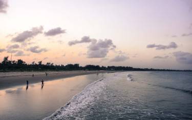 Sunset over the long beach