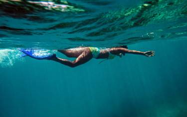 Snorkeling in crystal-clear water