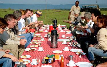 Champagne breakfast after landing