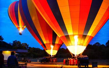 Getting ready for a balloon safari at dawn