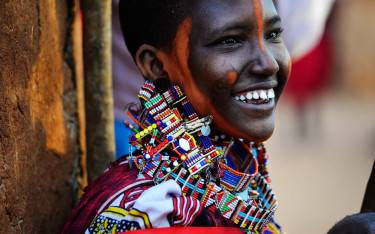 Maasai woman wearing beaded jewelry
