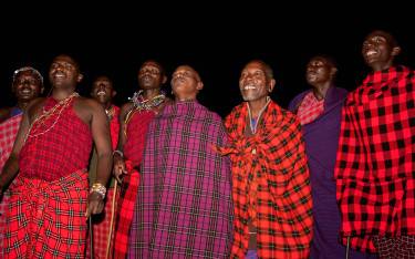 Maasai people dancing at night