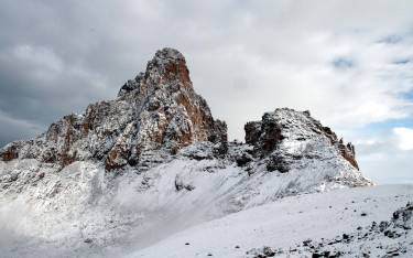 Snow-covered peaks of Mt Kenya