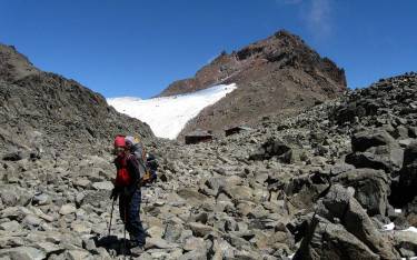 Hiker at Austrian Hut