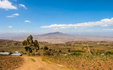 Mt Longonot surrounded by farmland