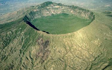 Aerial image of the crater