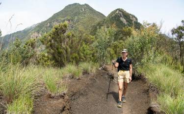 Hiker descending from the summit