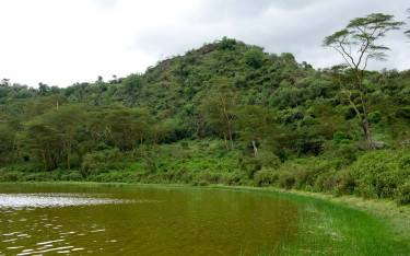 Green crater lake