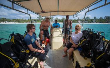 Boating to a dive site near Watamu
