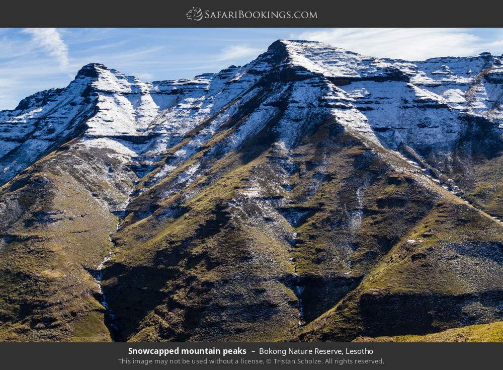 Snowcapped mountain peaks in Bokong Nature Reserve, Lesotho